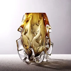 High-grade Crystal Glass Art Vase Ornaments Modern Contracted Vase Decoration Hand Craft Gift Desk Decorative Flower Ware