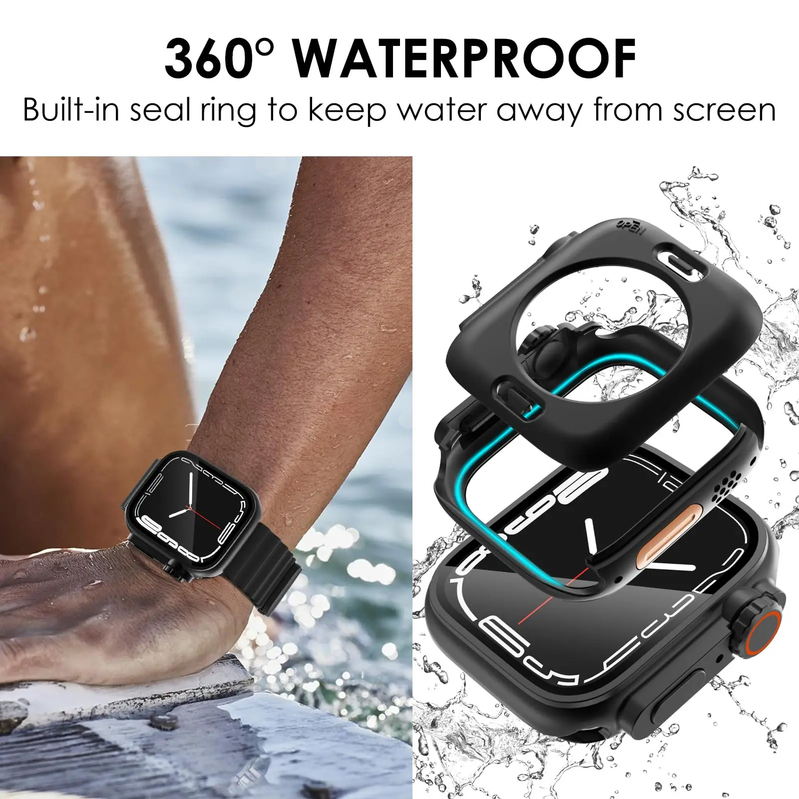 Waterproof Upgrade Case for Apple Watch 8 7 45mm 41mm Screen PC Protector Glass IWatch Series 9 5 6 Se 44mm Change To Ultra 49mm