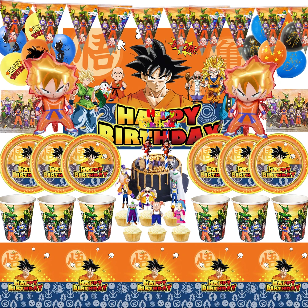 

Monkey King Party Supplie Dragon Ball Theme Tablecloth Cup Plate Ballon Party Decoration Boy Birthday Baby Shower Toy Event Gift