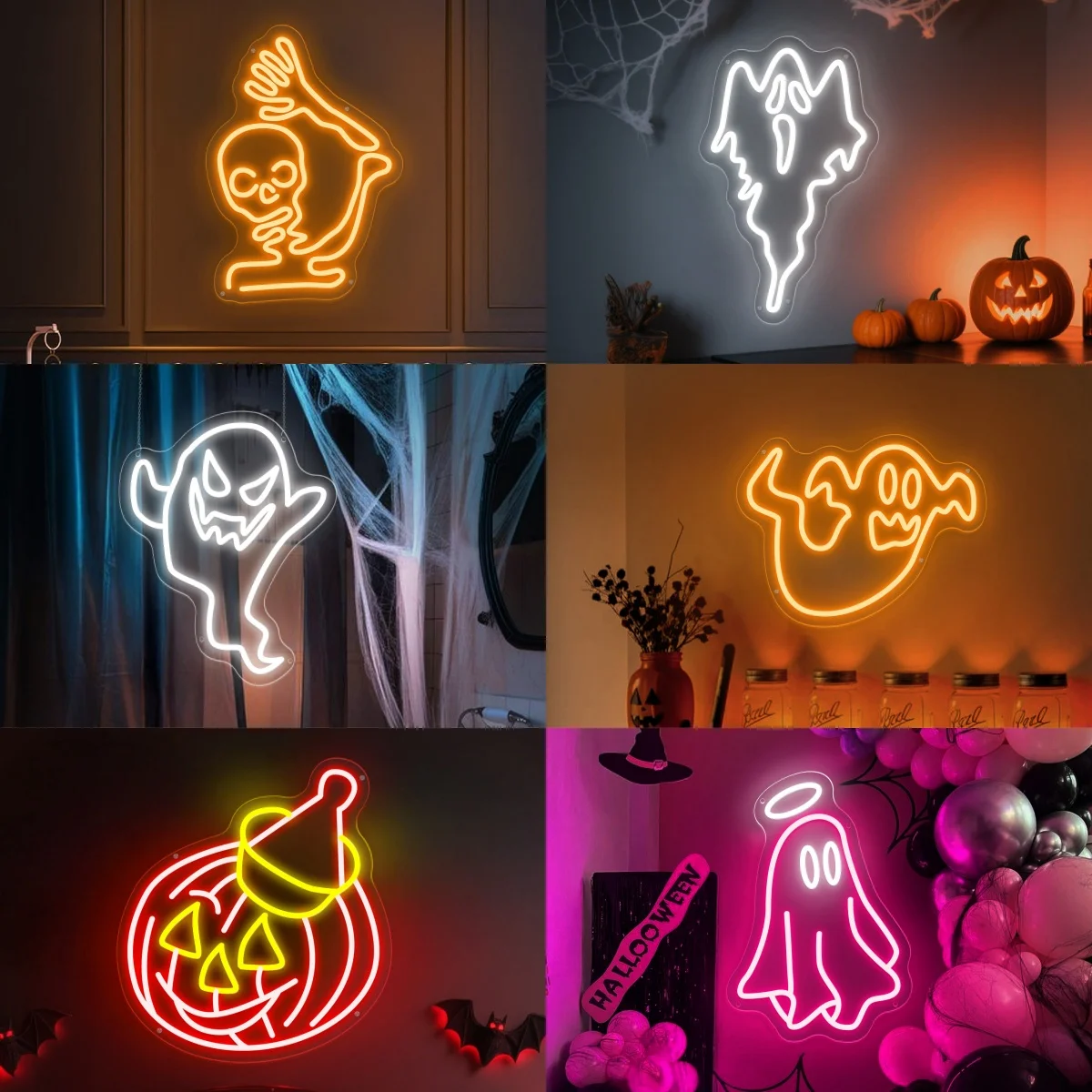 Halloween Neon Sign Pumpkin Lantern  Led Light Up Signs Halloween Party Decor Spooky Boo Neon Sign Bedroom Wall Decor Gift
