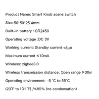 -A25M Tuya Zigbee Smart Knob Switch Wireless Scene Switch Button Controller Battery Powered Automation Scenario Smart Life App