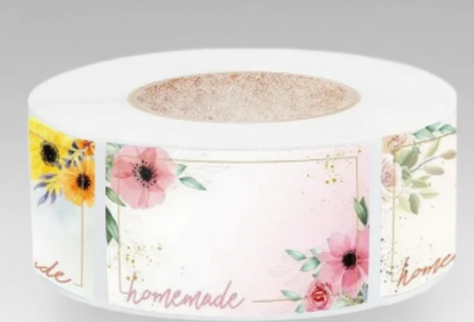 500pcs Roll Flowers Blank Labels Kitchen Handwritten Date Stickers for Food Storage Sealing Gift Decoration 3x5cm