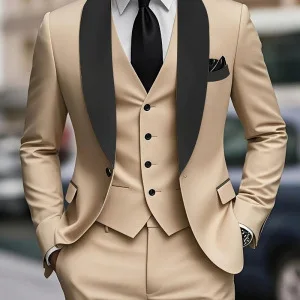

2025 Formal Elegant Man's Suit Peak Lapel 3-Piece Blazer Vest And Pants Tuxedo Suits for Men for Wedding Dress Evening Party