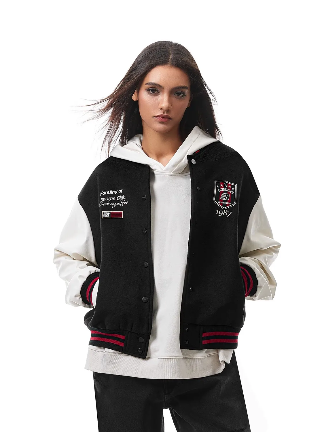 

FDR Store Retro Color Blo Baseball Jaet ort Sle Женская уличная одежда Осенний кардиган Топ Молодежный тренд Довгая подставка...