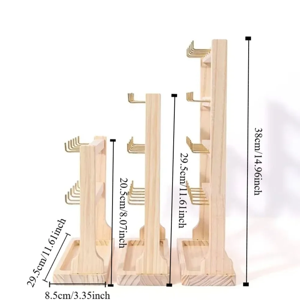 رف تخزين المجوهرات ذو الهيكل المستقر، حامل عرض المجوهرات ذو السعة الكبيرة، تصميم كلاسيكي خشبي #6