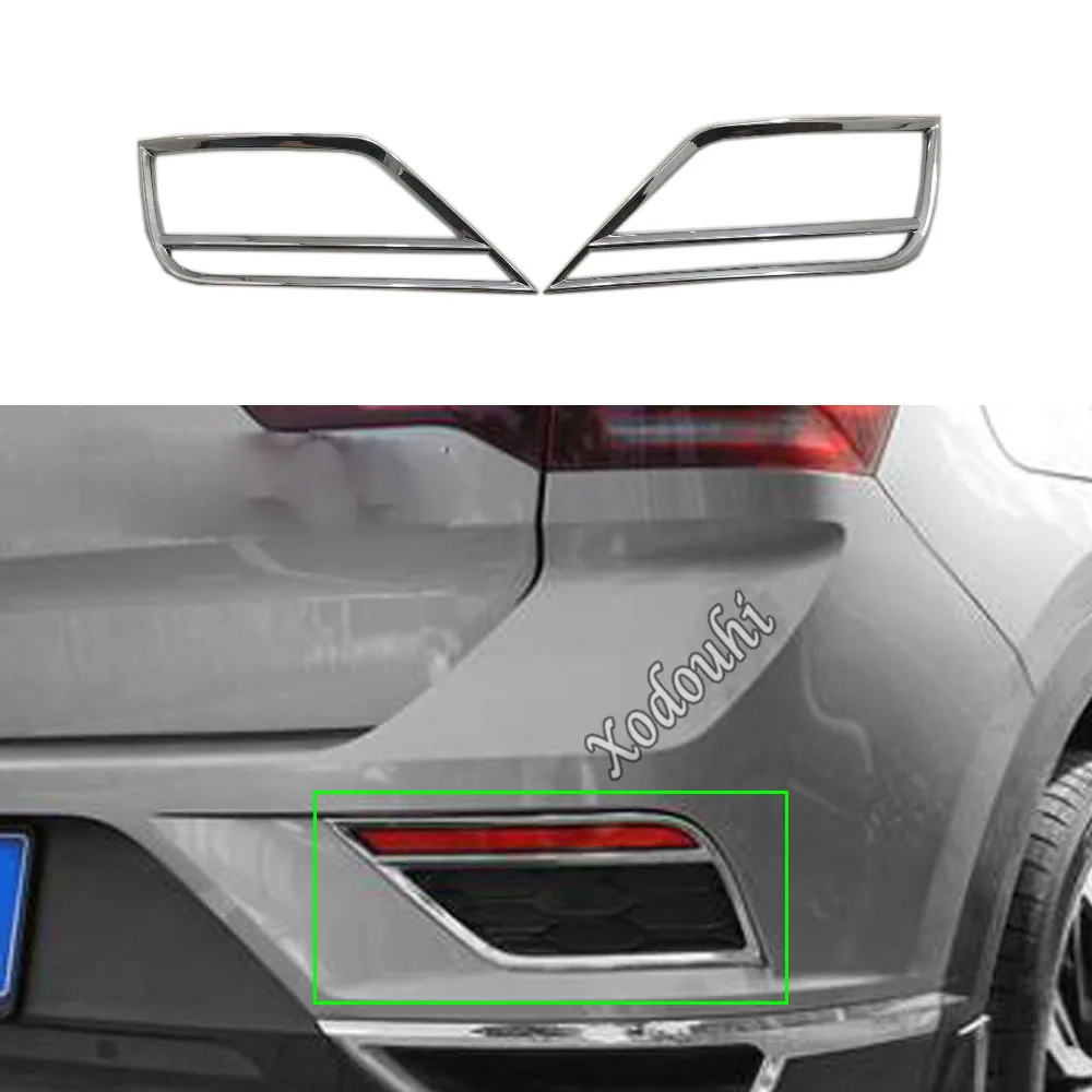 Sticker Cover Detector ABS Chrome Rear Back Tail Fog Light Trim Frame For Volkswagen VW T-ROC TROC 2017 2018 2019 2020 2021 2022