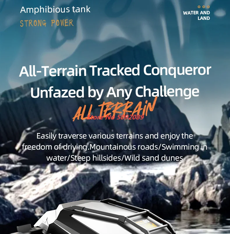 2.4G Amphibious Tank Car Climbing Off Road Water Land All Terrain Tracked Watch Remote Dual Control Tank Car  Gift