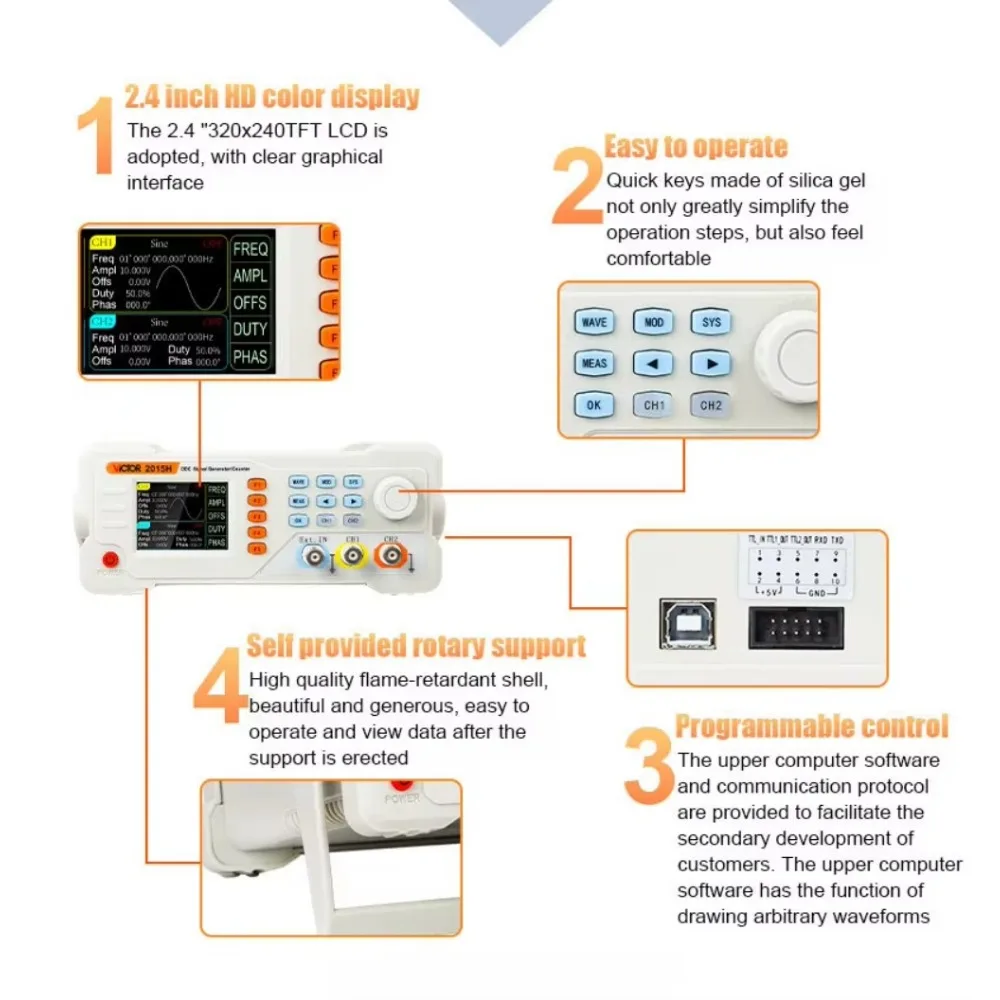 1uHz~60MHz Signal Generator 20/40/60MHz Digital Control Dual-channel DDS Function Signal Generator Frequency Meter Arbitrary