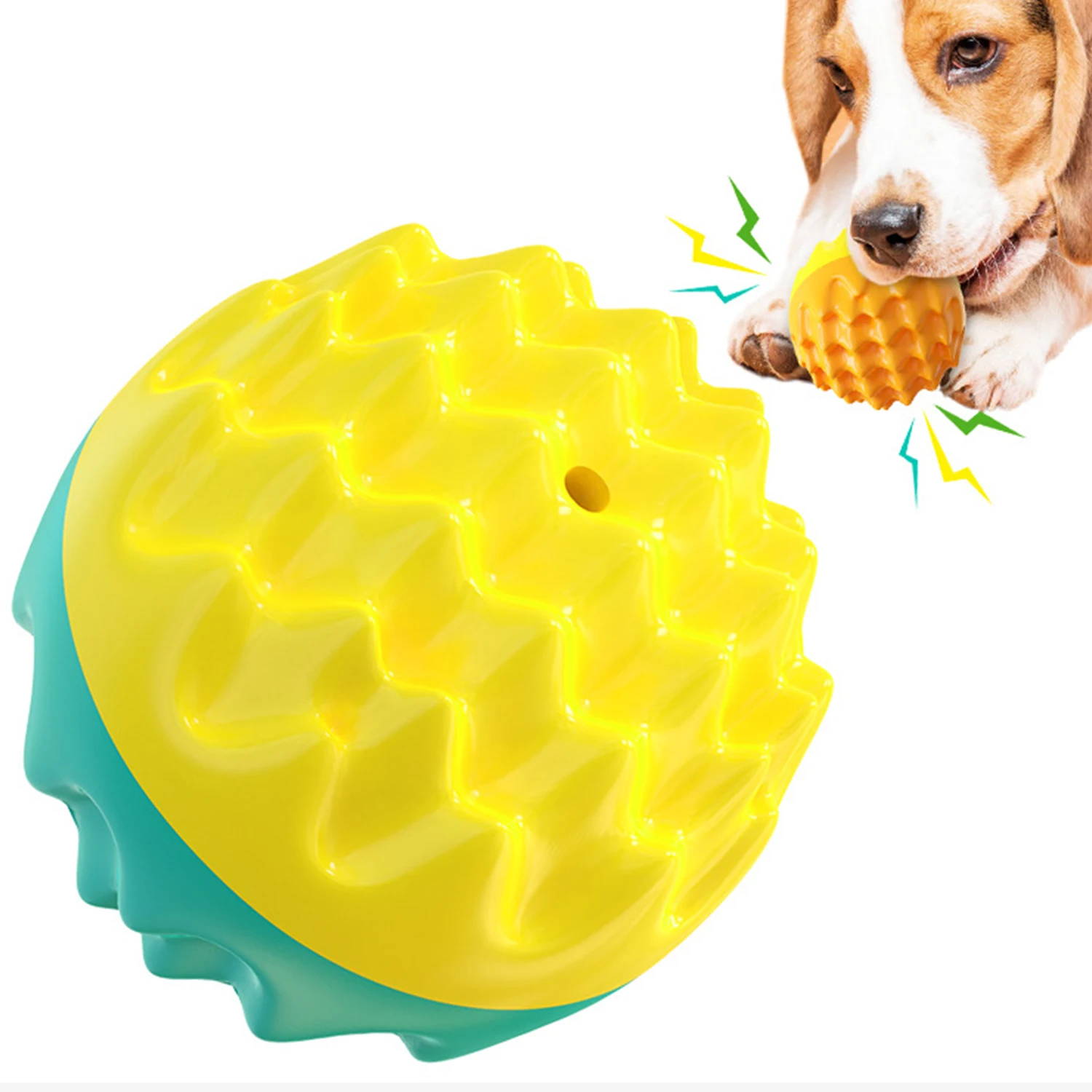 Pet Toy Ball Cat Dog Chew Grinding Teeth Clean Teeth Convex Point Bite Resistance Emits Sound Elastic Tour Training Dog Supplies