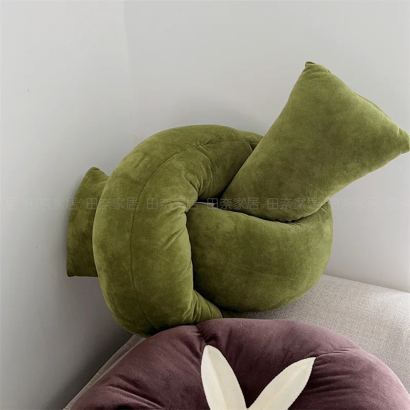 MOMO Ins Scandinavian Twisted Knot Pillow Shaped Knot Waist Pillow Soft Sofa Cushion Sleeping Pillow Bedside Bolster Pillow