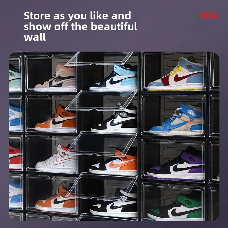 Flip up plastic simple combination shoe cabinet, household dormitory magnetic absorption box, non acrylic transparent shoe box