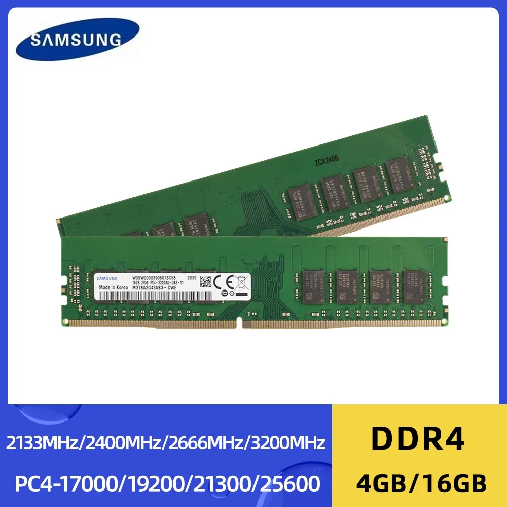 Memoria RAM SAMSUNG DDR4 4GB 16GB 3200AA 2666V 2400T 2133P DIMM PC4-25600 288 Pines 1.2V Non-ECC RAM de Escritorio DDR4 Doble Canal