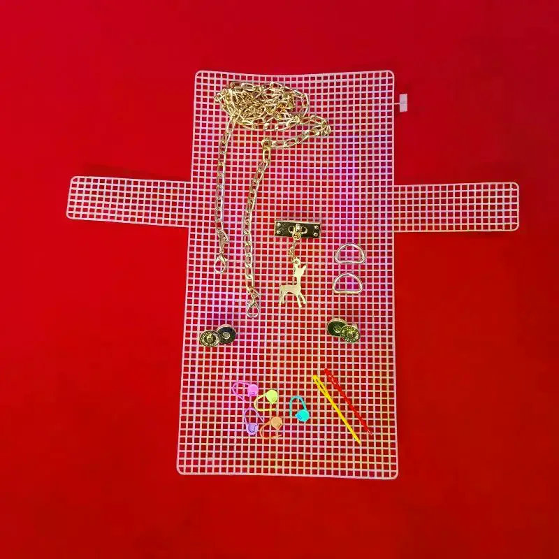 DIY Knitting Crochet Bags Kit Mesh Plastic Canvas Sheets Ribbon Set For DIY Craft Shoulder Bags Accessories Tool With Knitting