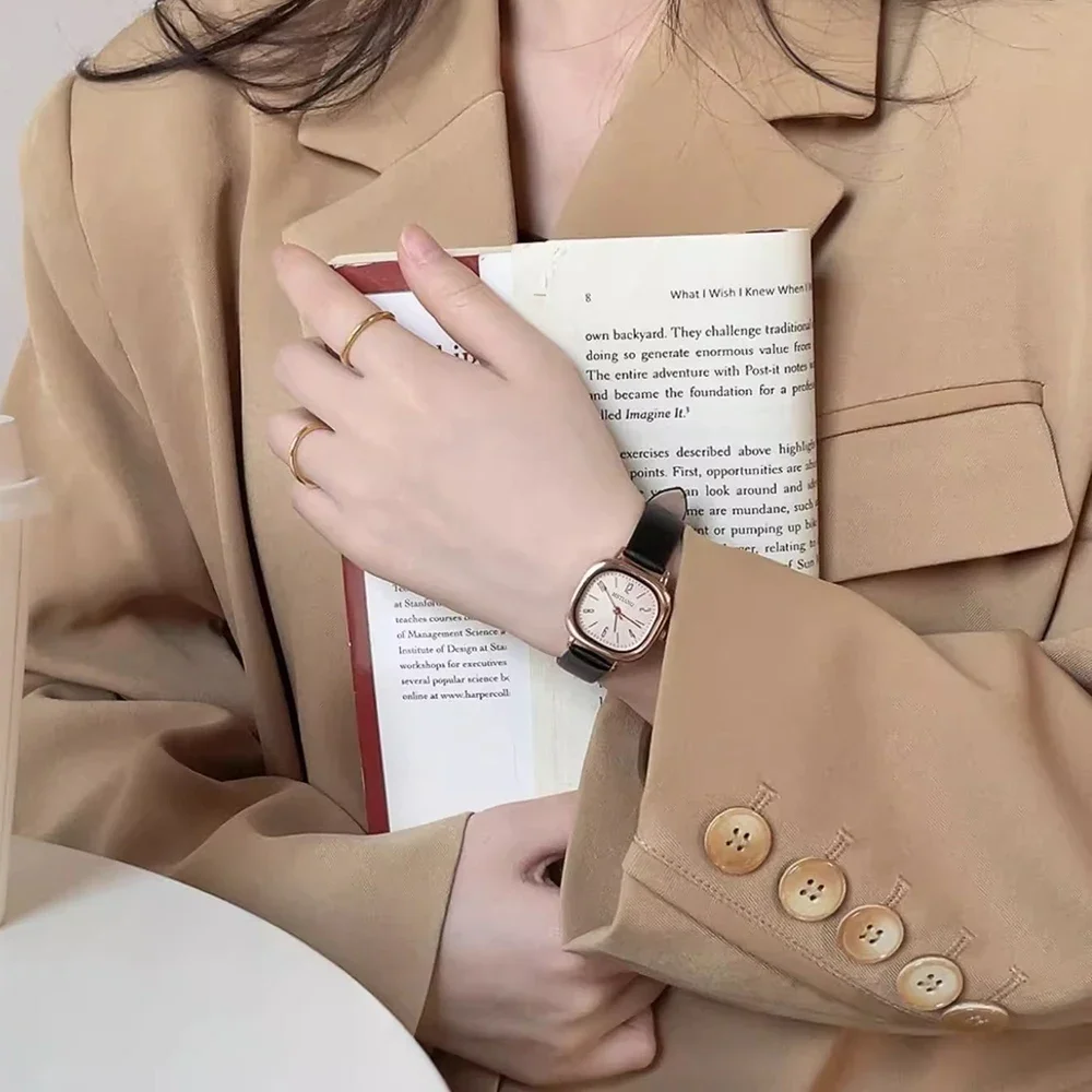 ساعات نسائية مربعة بسيطة كوارتز ساعات المعصم الساعات الفاخرة الفتيات الطلاب ساعة هدية الإناث السيدات ساعة Reloj Para Mujer