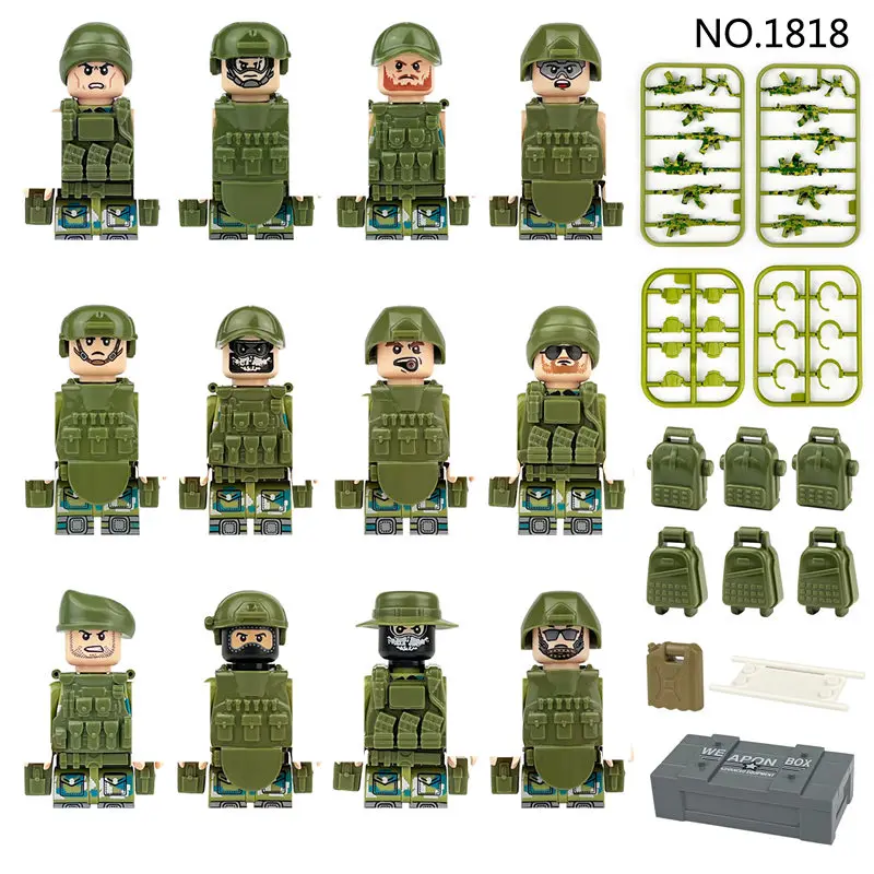 No.1818 Army Special Force Minifigs SWAT Soldiers Mini Dolls Figures MOC Building Blocks Bricks Accessories Assemble kid's Toys