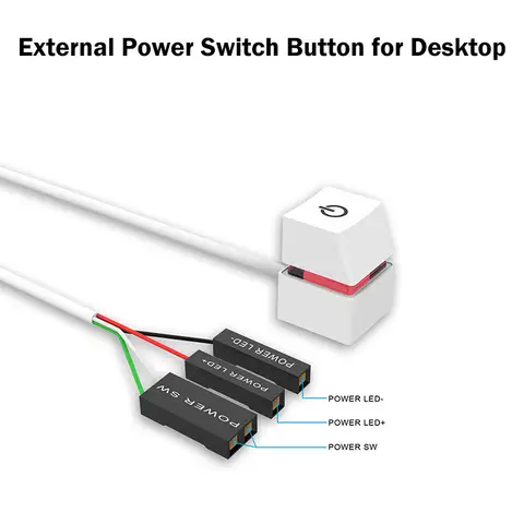 External Power Switch Button for Desktop 2m/6.56ft LED Lights Motherboard Extension Cable for Home Office Cafe Internet Bar