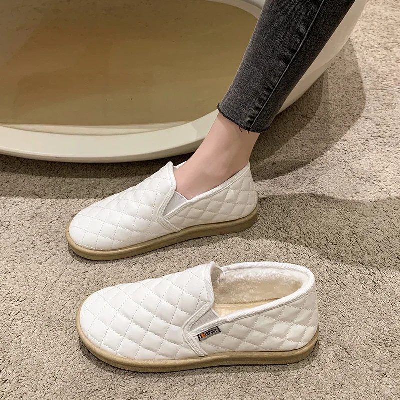 Winter Indoor Casual Cotton Shoes for Women Comfortable Soft Sole Outdoor Snow Boots Anti-slip Waterproof Stylish Chic Loafers