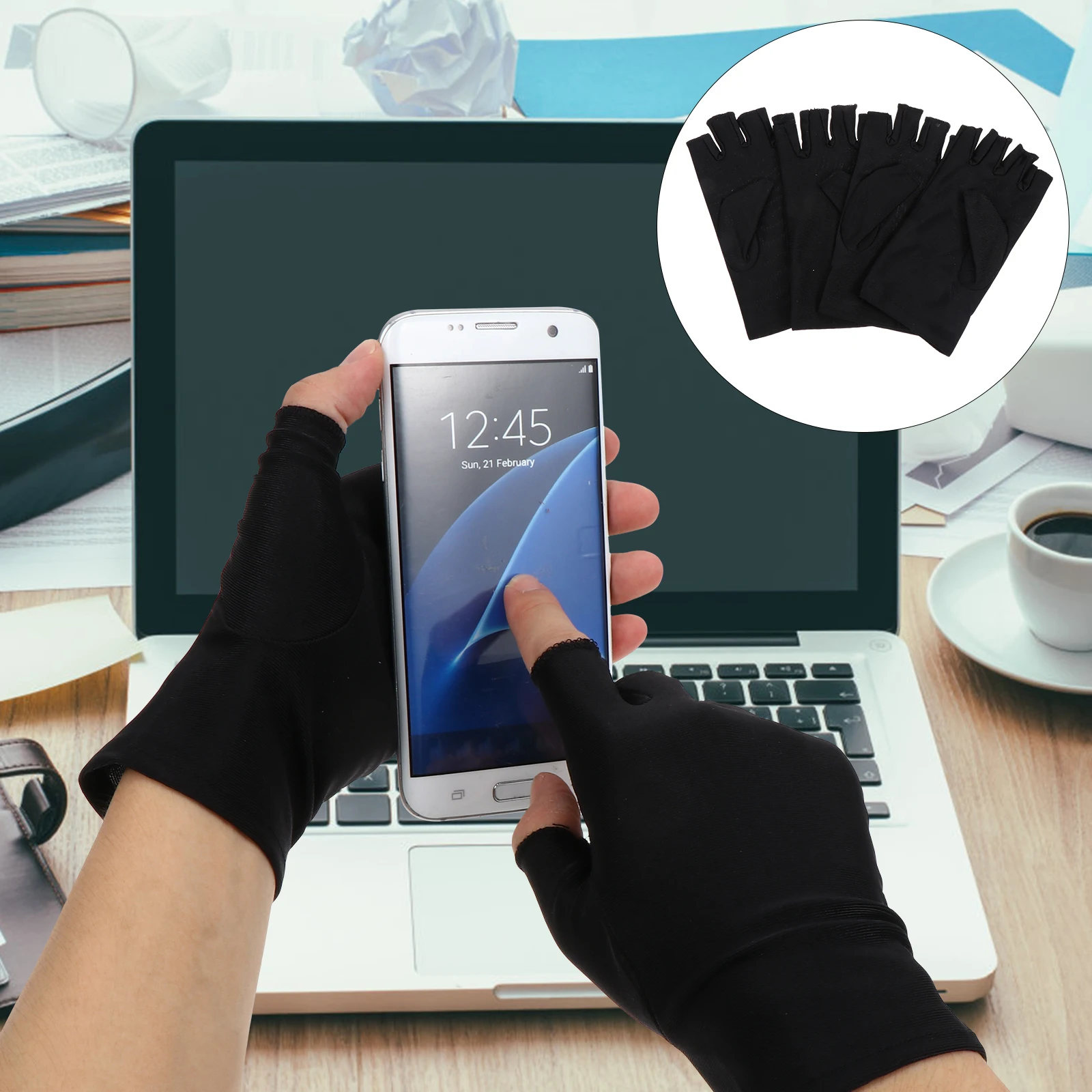 

2 Pairs Summer Thin Elastic Sunscreen Finger Gloves for Sports Gloves Cycling Riding Touch Screen Sports Breathable