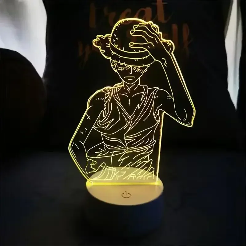 1Piece D Luffy Led Night Light Sabo Nami Sanji Nico Acrylic 3D Lamp Bedroom Decor Anime Roronoa Zoro Desk Lamp Kids Gift