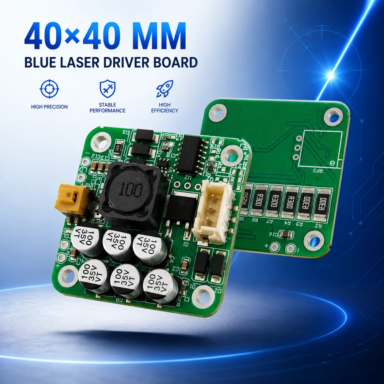 ZhonNa 40x40mm Blue Laser Driver Board Double-Sided PCB for Tools Instruments Meters Equipment Parts Accessories Integration Kit