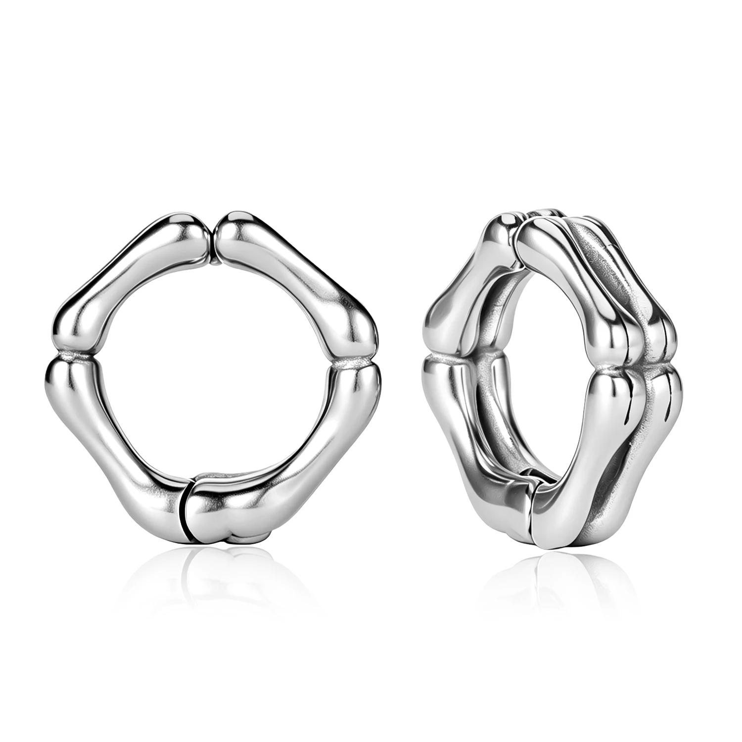 Vankula 2pcs Bamboo Texture Square Hinged Segment Clicker Hoop, Stainless Steel Ear Gauge ear weights Piercing Jewelry
