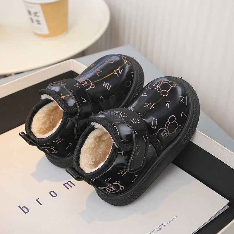 الأطفال أحذية الثلوج 1-12 سنة الوردي مبطن سميكة الفتيان الفتيات أحذية قطنية الشتاء لينة عدم الانزلاق الاطفال طفل أحذية مشي #3