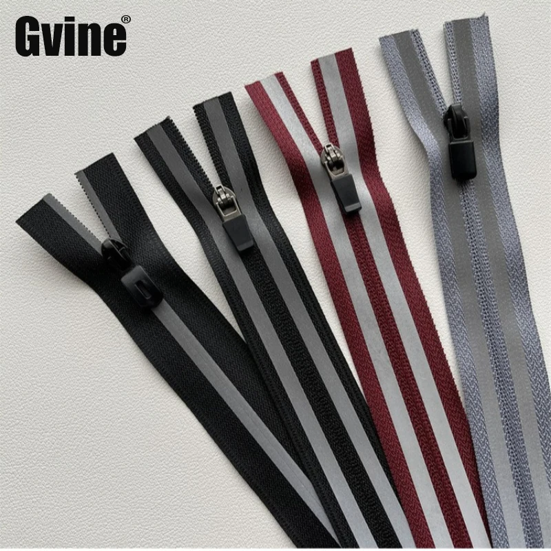 

20Pcs/Lot 3# Nylon Waterproof Zippers Reflective TPU Reversible Zipper for Clothes Jacket Garment Zip Repair Kit Accessory