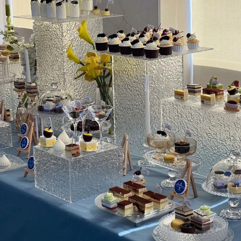 Acrylic water ripple dessert stone display, premium display stand