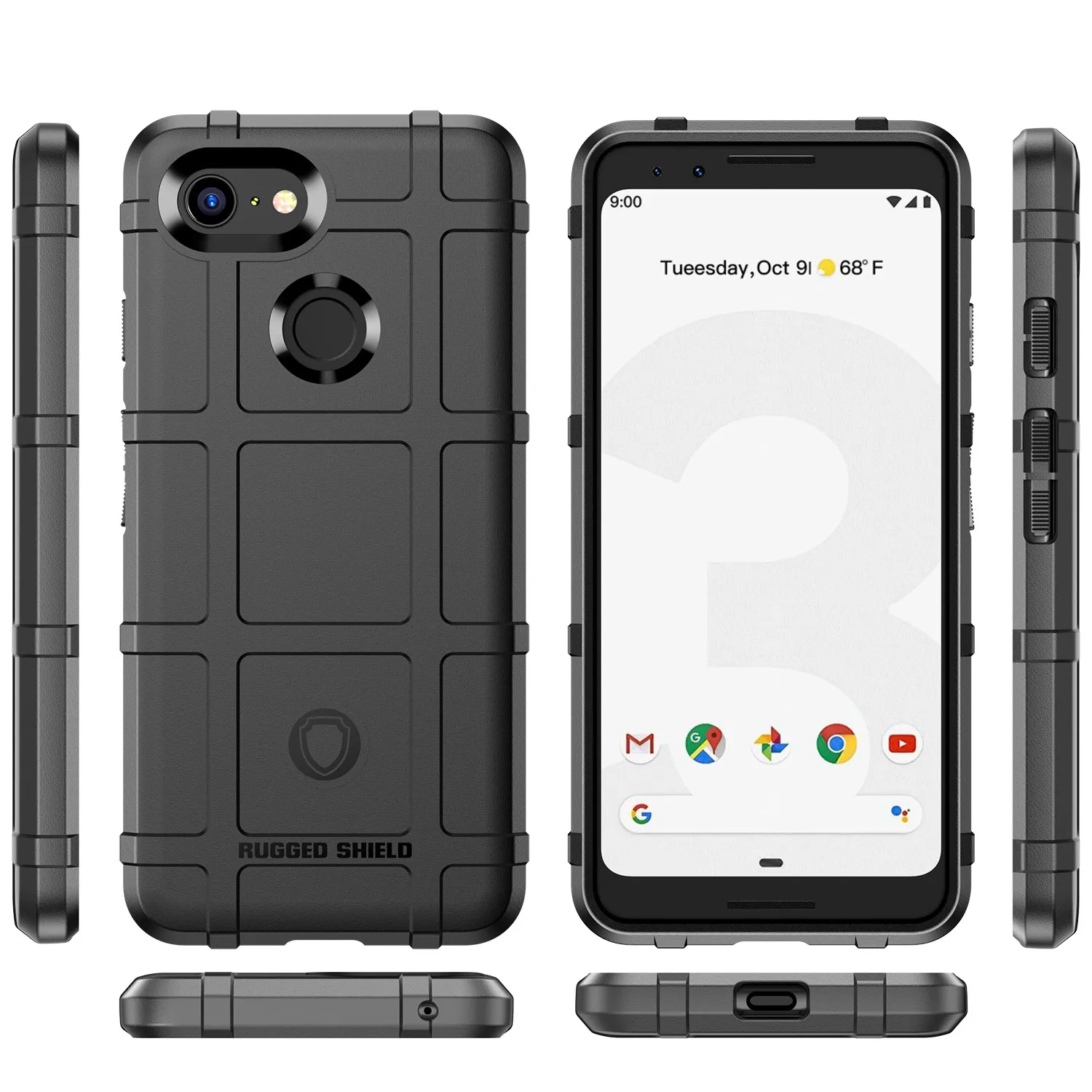 Shield Shockproof Case for Google Pixel 3 3XL 3a Anti-Slip Grid Silicone Cover for pixel 3a xl 3xl lite Armor Rubber Back Cases