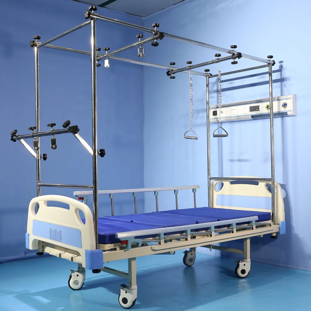 Hospital Medical Orthopedic- Traction Bed Heavy Duty Luxury Hospital Bed Multi-Function Movable Medical Adjustable Bed