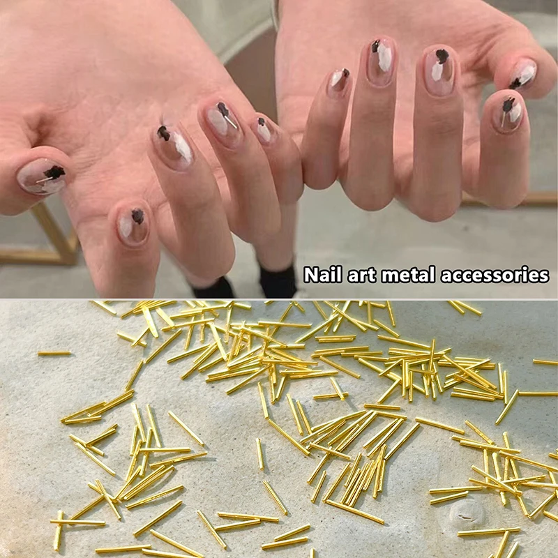 100Pcs Metal 3D Nail Art Decorations Charms Studs Bullion Line Nails Accessories Rivet Nail Supplies For Professionals