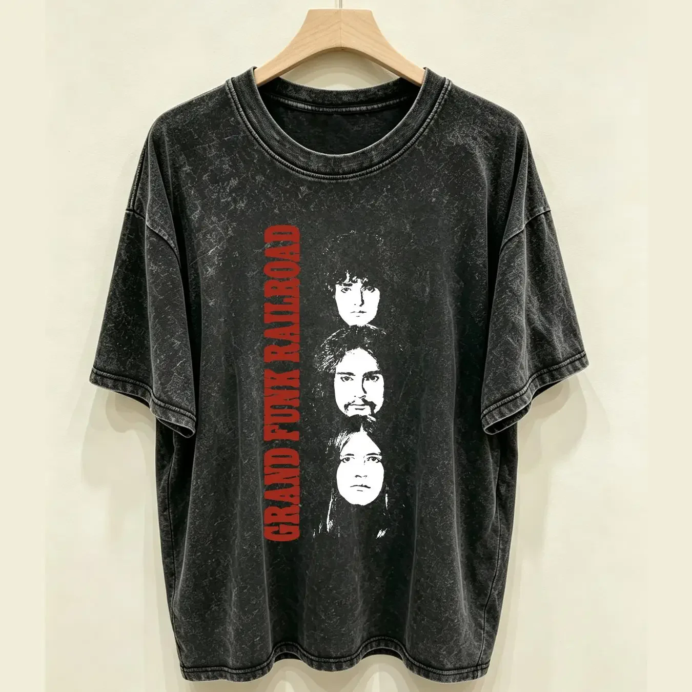 washed T Shirt Grand Funk Railroad Band Holiday  vintage Washed Unisex Stretched Breathable homme designer clothes fashion Soft