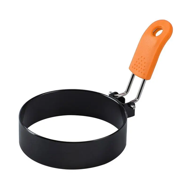 J1UL1N Round Meat Patty And Egg Omelette Stainless Steel Mold For Home Baking, Foldable Handle Kitchen Gadget