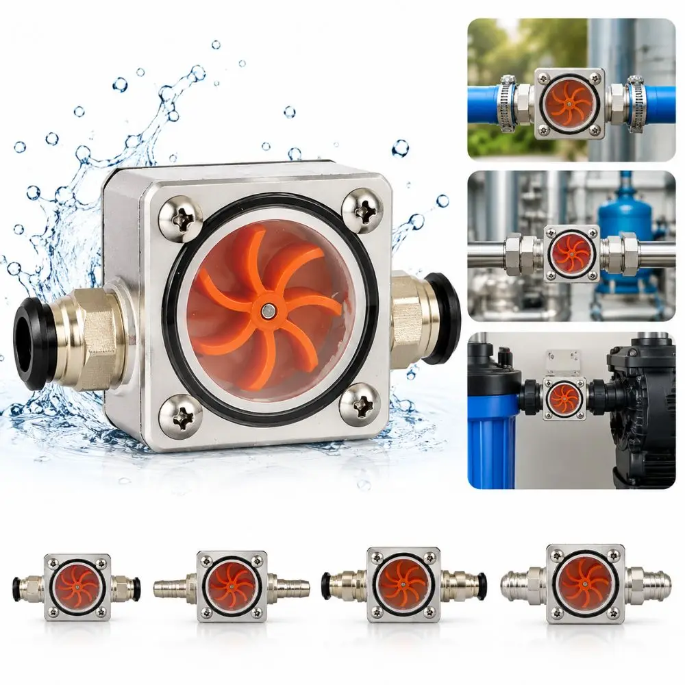 Universal Water Flow Meter Rotating Observer Water Flow Detection Flow Indicator Meter 6mm 8mm 10mm 12mm 16mm Connector