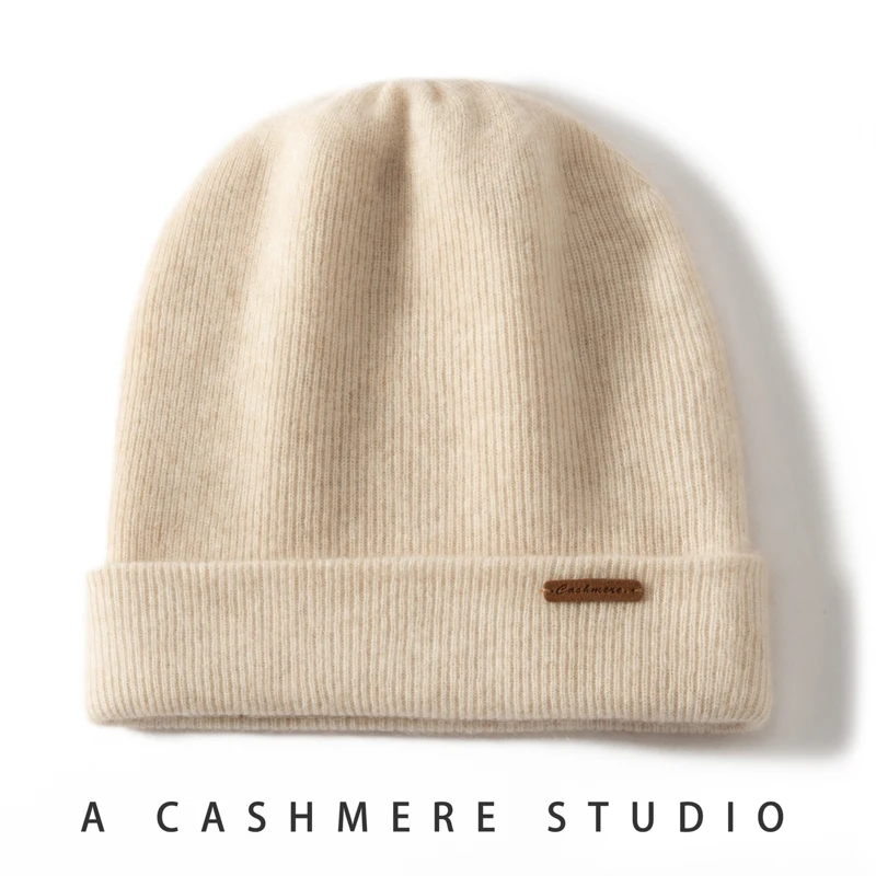 MERRILAMB High Quality Beanie Hats Winter Casual Keep Warm 100% Cashmere Cold Caps Seamless knitted Thicken Beanies for Women