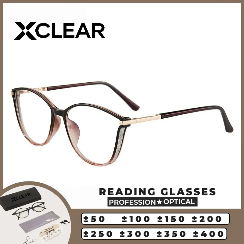 

XCLEAR New Fashion Computer Radiation Protection Myopia Prescription Glasses Women's Reading Photochromic Progressive Eyeglasses
