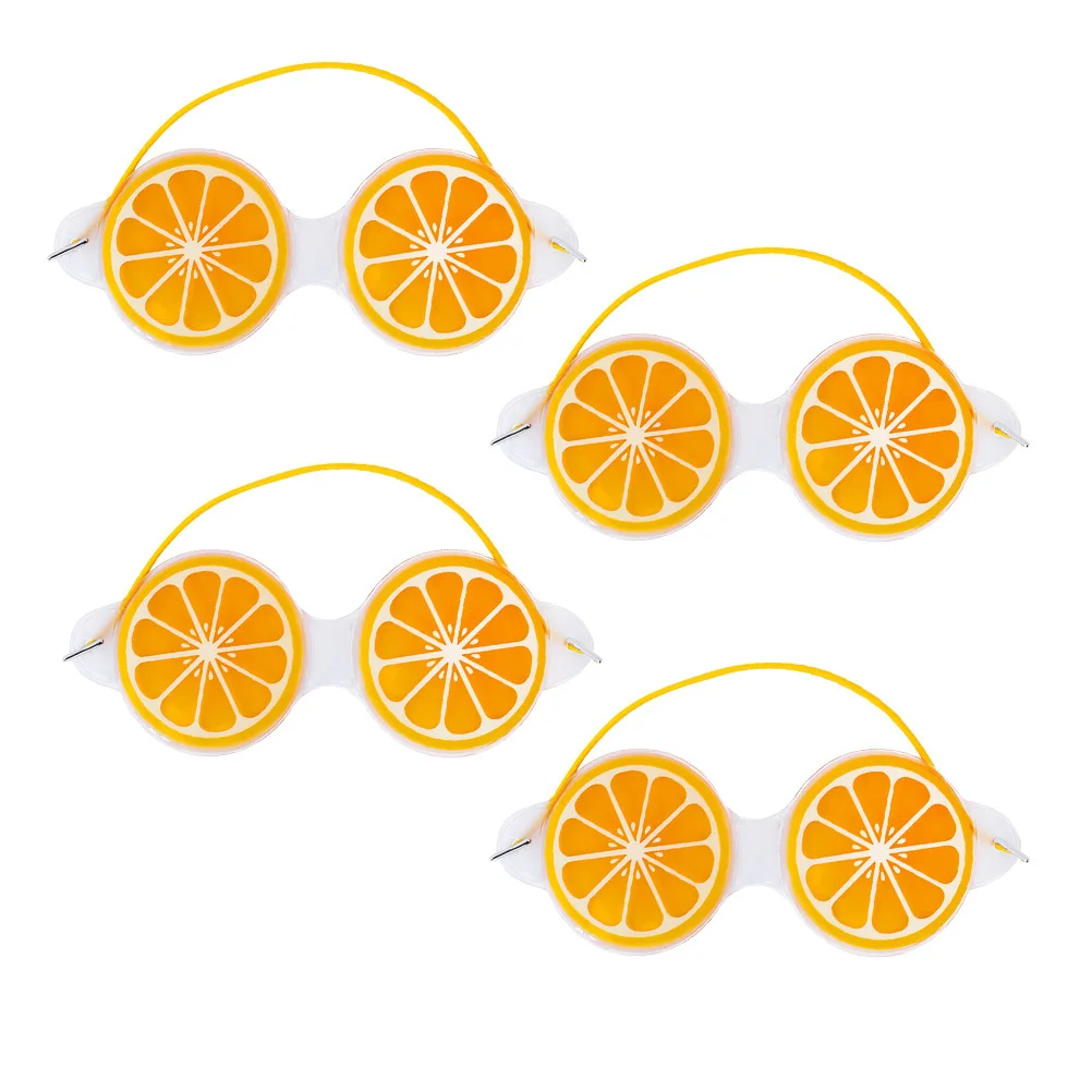 

4Pcs Cold Hot Compress Eye Mask Ice Pack Fruit Shape Relieve Puffiness Dark Circles Fine Lines Green for Women