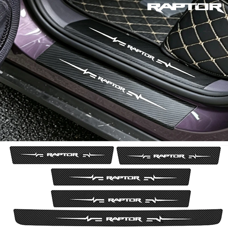 Car Door Threshold Anti Scratch Stickers For Ford Raptor Logo Rear Trunk Bumper Strip Sill Decals Scuff Scratch Waterproof Tape