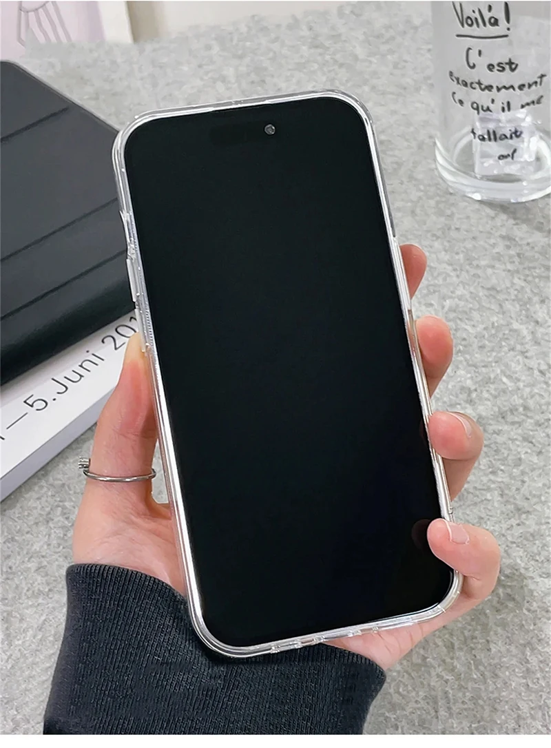 Custodia in silicone nero trasparente di lusso per iPhone 15 14 Plus 13 12 Mini 11 Pro Max Cover posteriore in gomma ultra sottile trasparente