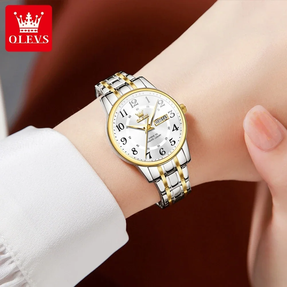 OLEVS Elegant Watch for Women Top Brand Luxury Fashion Vintage Steel Waterproof Original Quartz Wristwatches Women Reloj Mujer