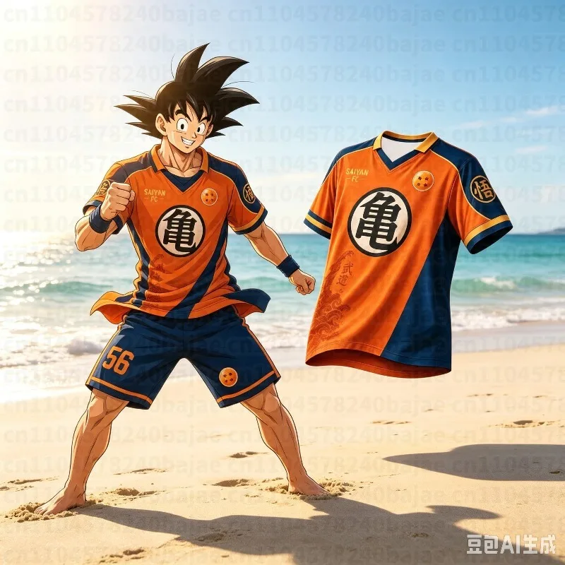 Anime Dragon Ball Goku Kame Symbol Print Short Sleeve Polo Jersey for Men Y2K Oversized Loose Fit Sports Top Casual Athletic Tee