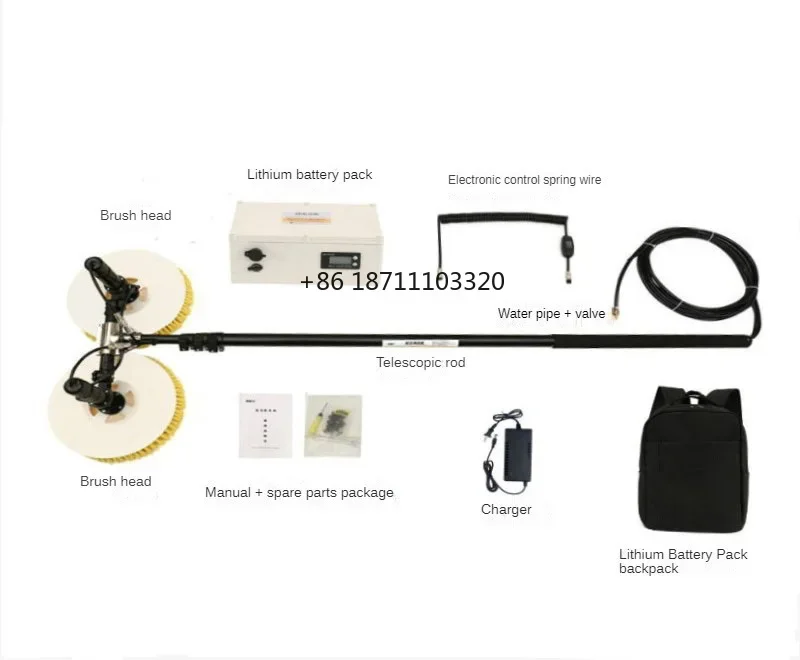 Solar Panel Cleaning Robot Rotating Brush Retractable Length Solar Panel Cleaning Kit