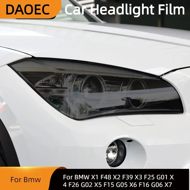 

Для BMW X1 F48 X2 F39 X3 F25 G01 X4 F26 G02 X5 F15 G05 X6 F16 G06 X7 Тонировка автомобильных фар Дымчатая черная защитная пленка ТПУ Наклейка