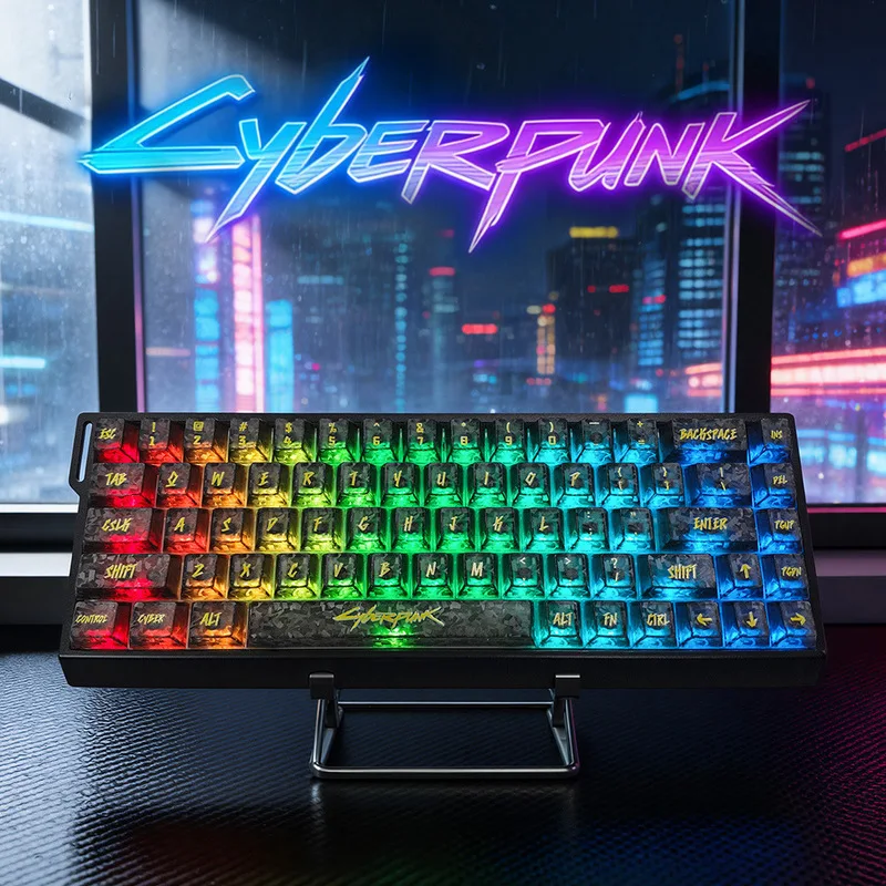 

Cyberpunk Themed Mechanical Keyboard Keycaps PC Carbon Fiber Material Cherry Profile UV Printing Gaming Keyboard Custom Keycaps