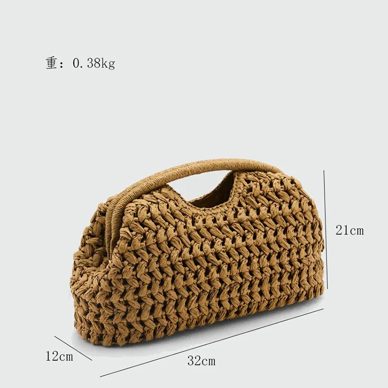 Versatile Handbag Women Straw Crossbody Bag Rattan Boho Summer Beach Woven Bag Clutch Purse Weaving Shoulder Bag view 5
