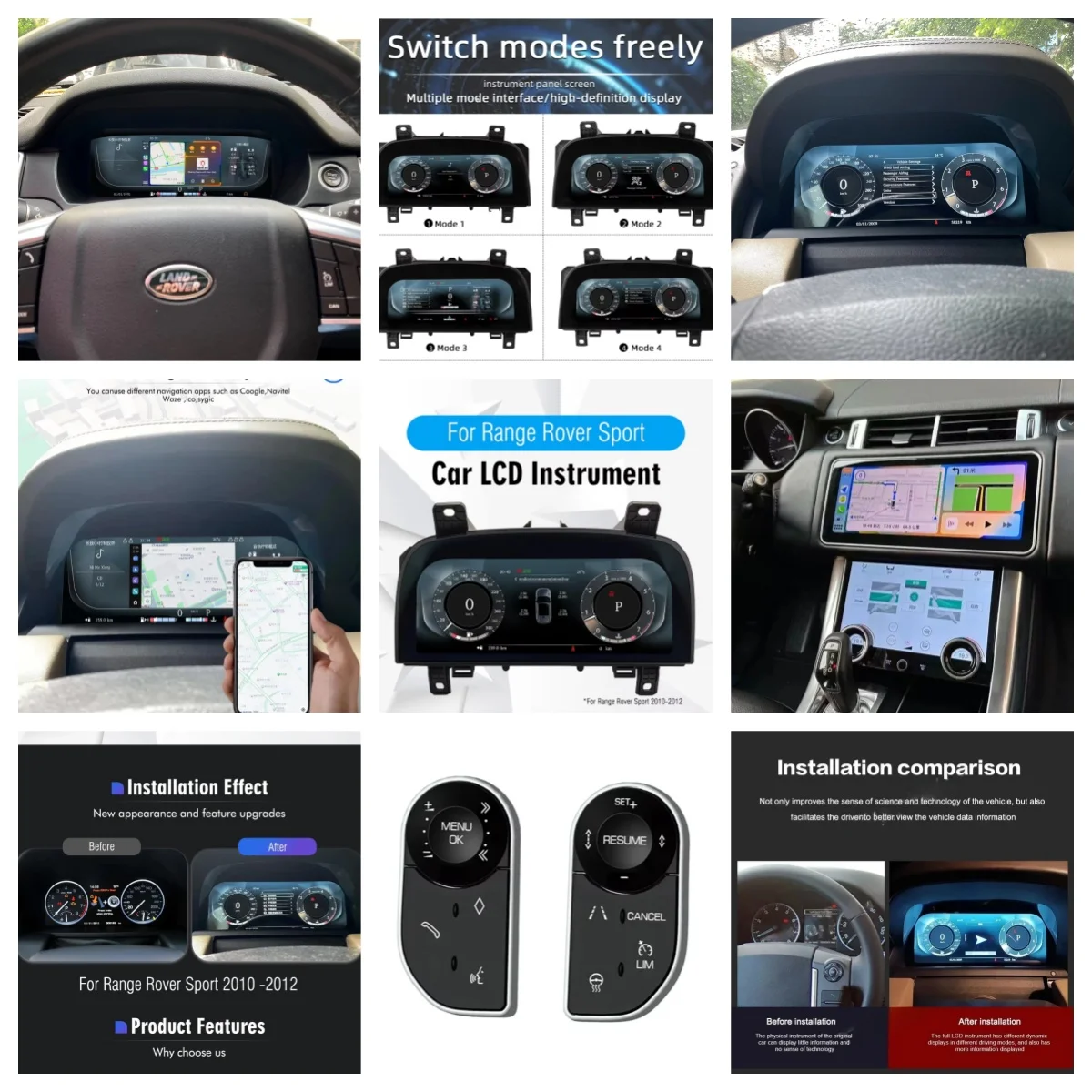 12.3'' LCD Digital Instrument Panel For Land Rover Discovery 4 2010-2016 Dashboard GPS Speedometer Virtual Cockpit Tachometer