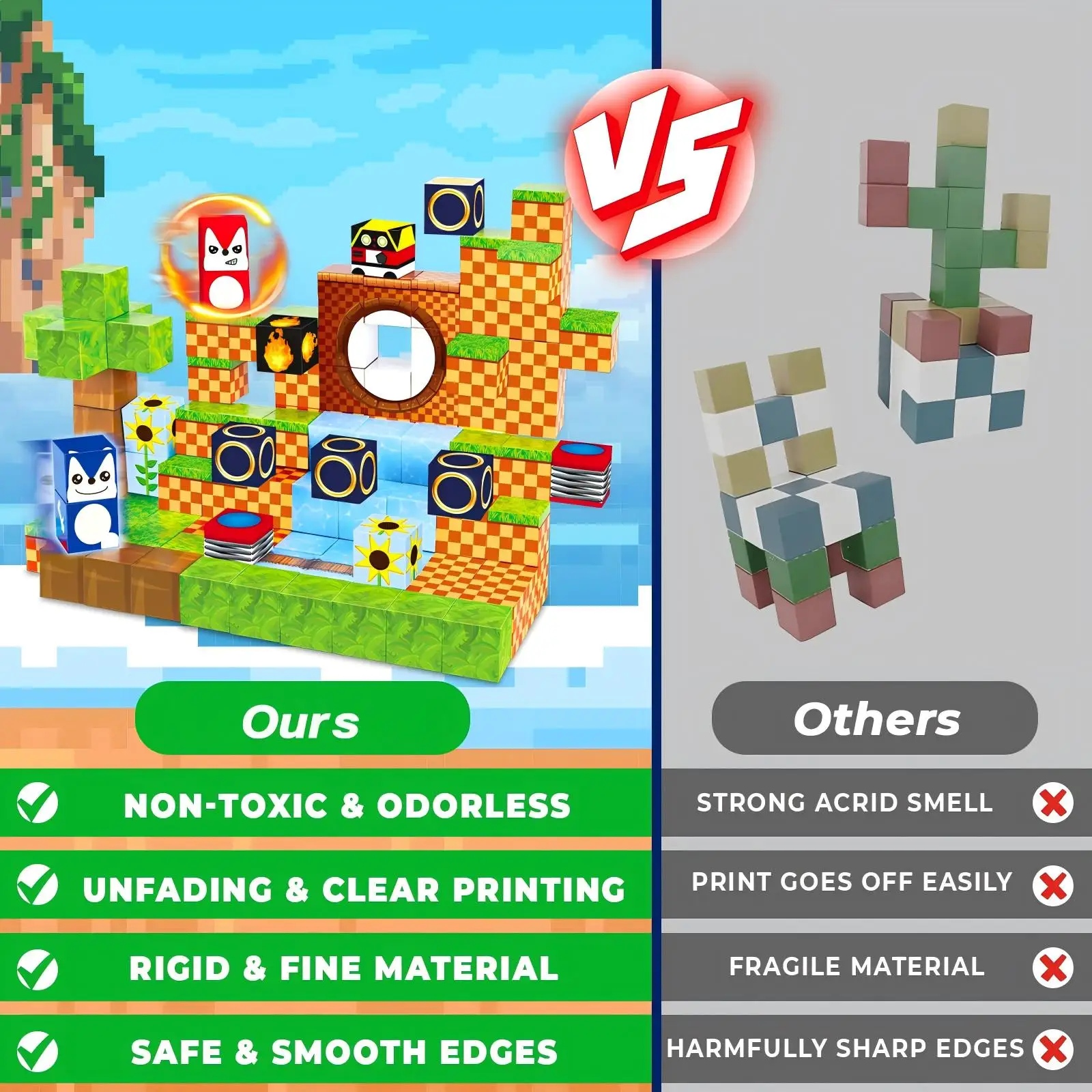 Blocos de construção magnéticos, jogo de construção de haste montessori brinquedos sensoriais para crianças, brinquedos infantis feriado natal presentes de aniversário