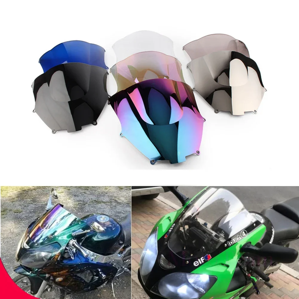 แผ่นบังลมหน้ารถมอเตอร์ไซค์แบบฟองคู่บังลมแผ่นกระบังลมสำหรับ Kawasaki Ninja ZX9R 2000-2003 2004 2005 ZX ZX-9R 9R