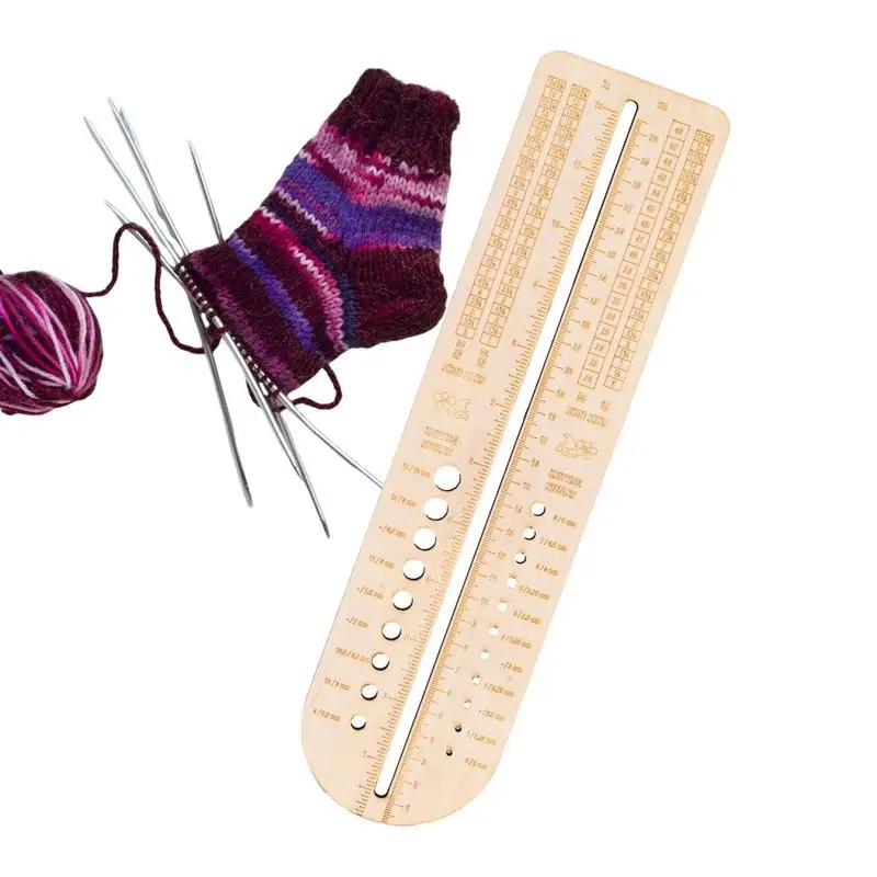 Tools Wooden Crochet Sock Ruler Single Professional Needle Knitting Blocker Socks Sewing Accessory Portable Gauge