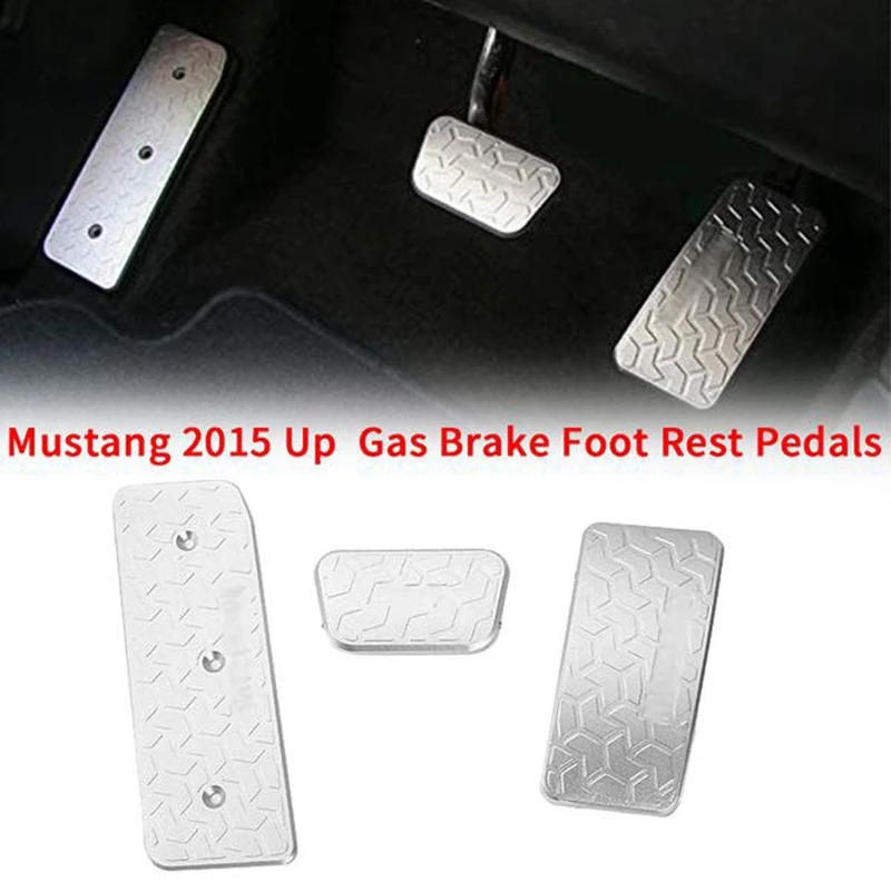 Aluminum Alloy Car Left Foot Step Pedal Foot Rest Pedal Cover Anti Slip Plate Panel for Ford Mustang 2015 + Car Styling